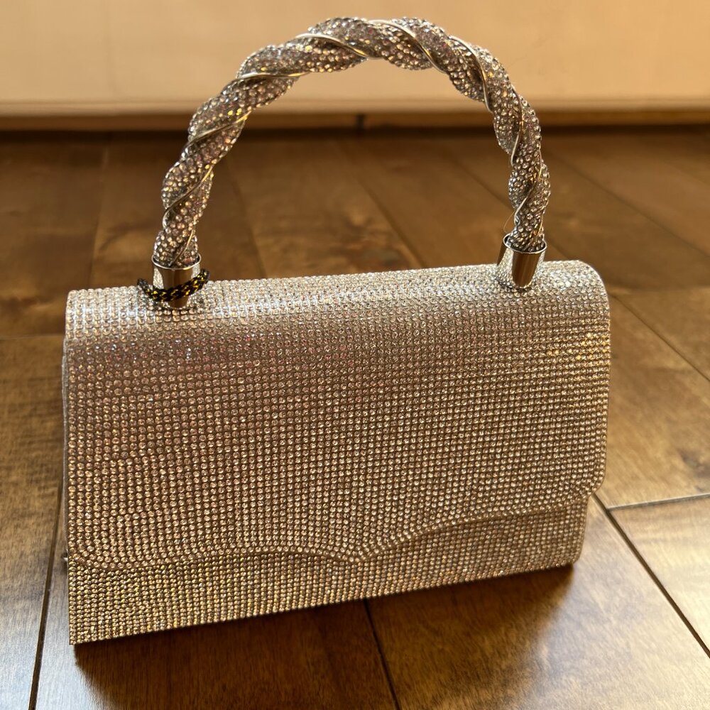 Imoshion Women's Silver Studded Evening Handbag Clutch Purse Removable Straps